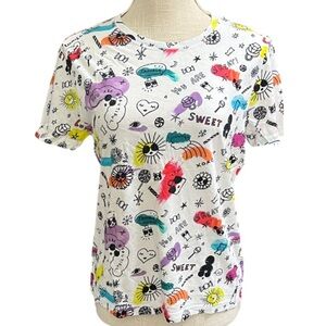 Alice + Olivia & Candytopia NWT Graphic Art T Shirt - Multi Color - Rare! - L